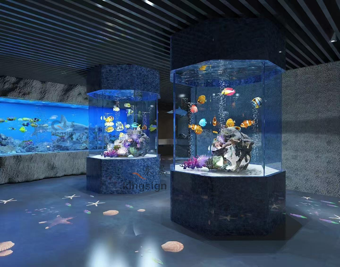 Aquarium World-en perla distiratsua - arrain akrilikoa arrain depositua